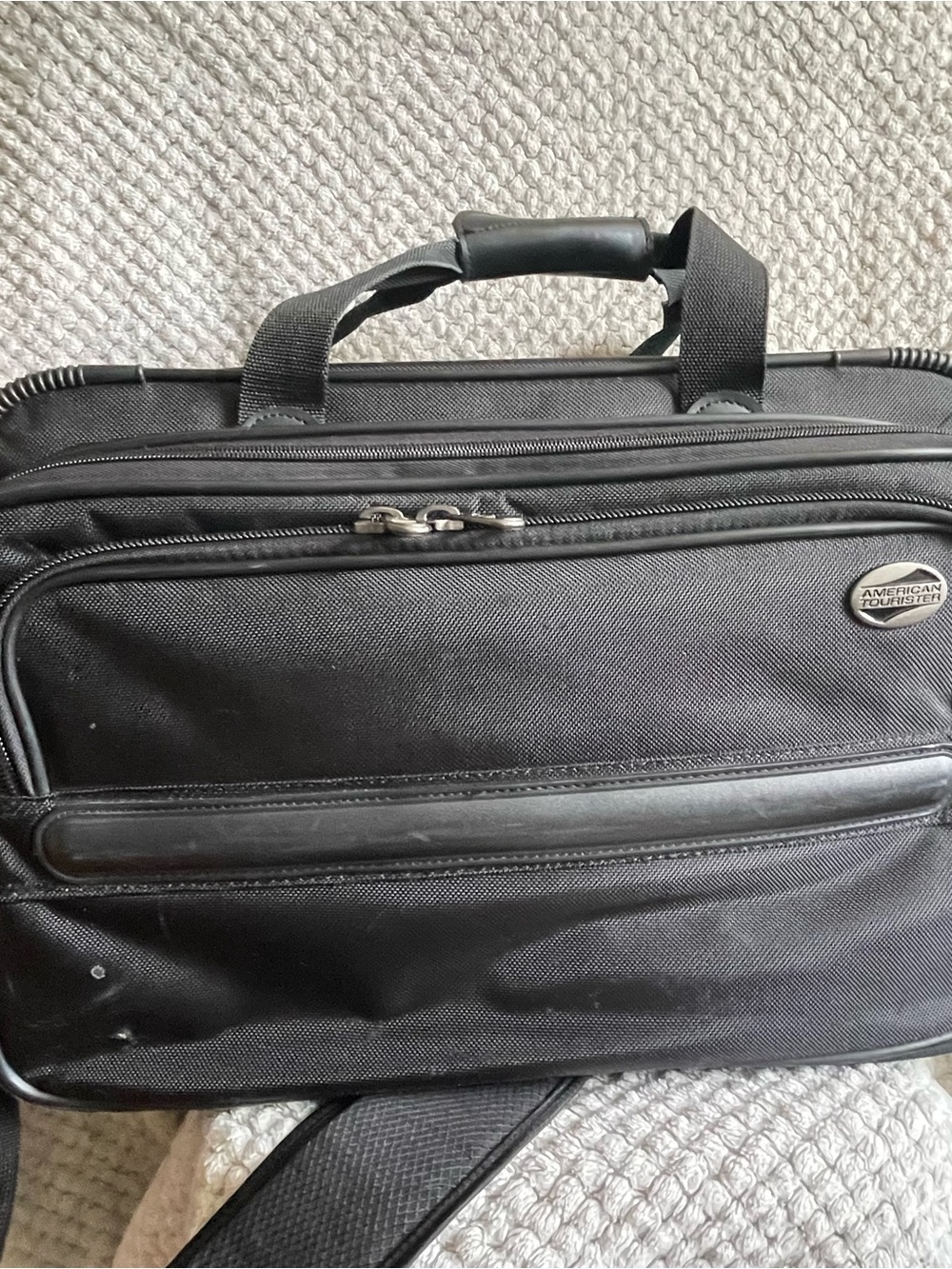 American Tourister Black Laptop Briefcase with Multiple Front Pockets
